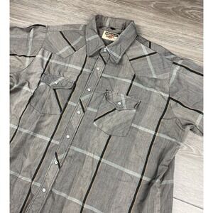 Youngbloods Authentic Western Men's Short Sleeve Pearl Snap Shirt Grey Size XL